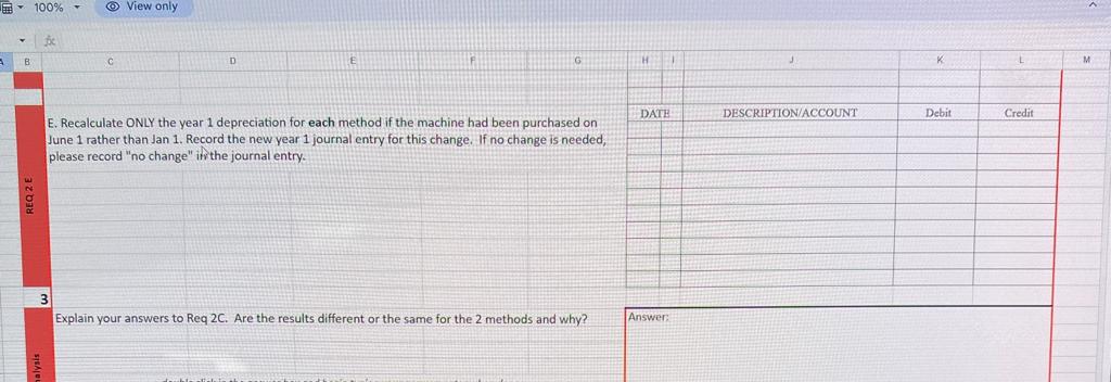 on Jan 1, Year 4. Prepare a double declining balance depreciation schedule