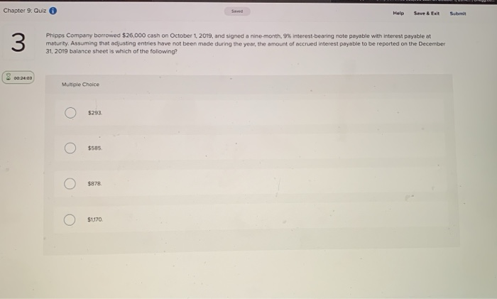  Chapter 9: Quiz Help Save & Eat Submit Phipps Company borrowed