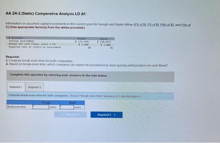  AA 24-2 (Static) Comparative Analysis LO A1 Information on assumed capital