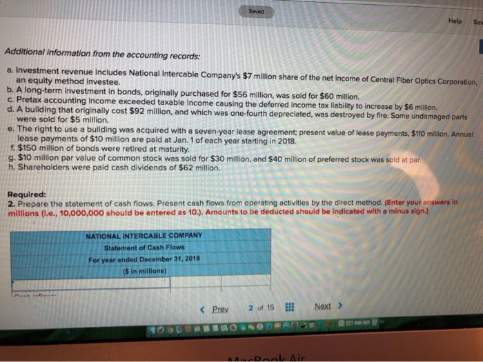 Additional information from NIC's accounting records is provided also. 11 NATIONAL INTERCABLE