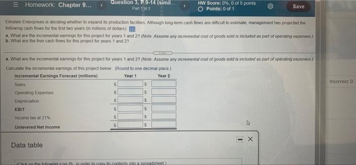  please answer both questions. Homework: Chapter 9... Question 3, P 9-14