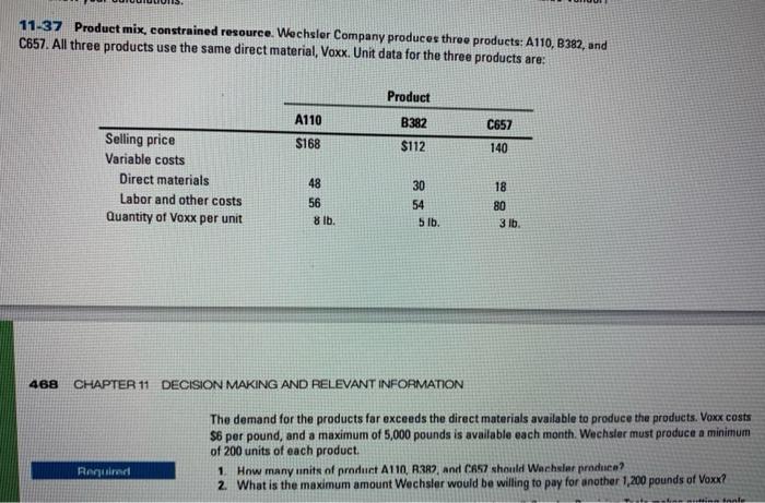 answer using Solver on excel pls, show what you put 11-37 Product