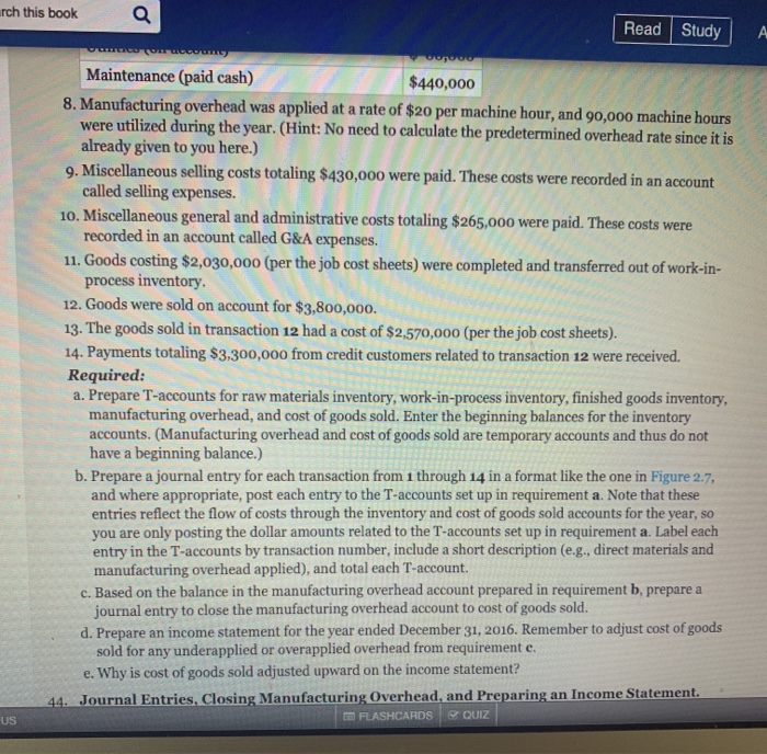 Income Statement Jansen, Inc., is a defense contractor that uses job costing.