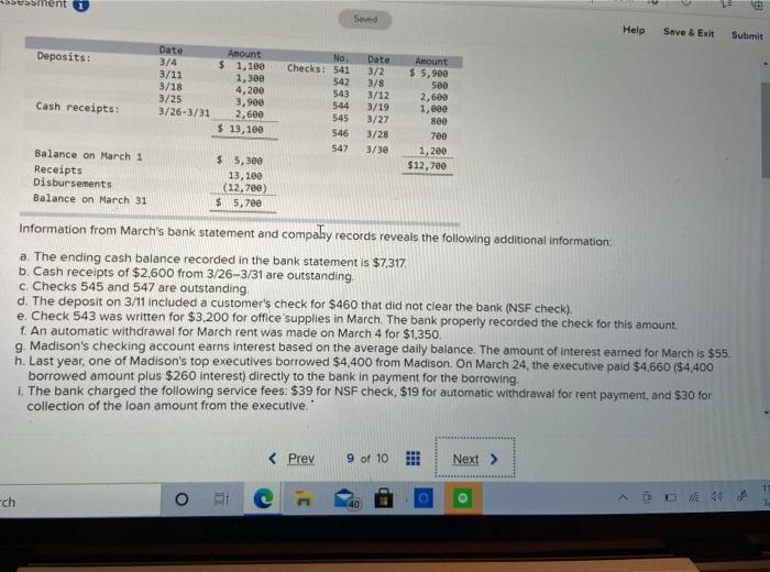  ment e Sind Help Save & Exit Submit Deposits: Date 3/4