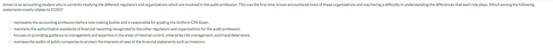 statements mostly relates to COSO? represents the accounting profession before rule-making