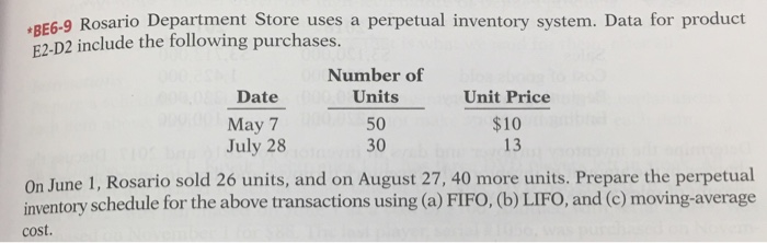  BE6-9 Rosario Depa E2-D2 include the following purchases. Date May 7