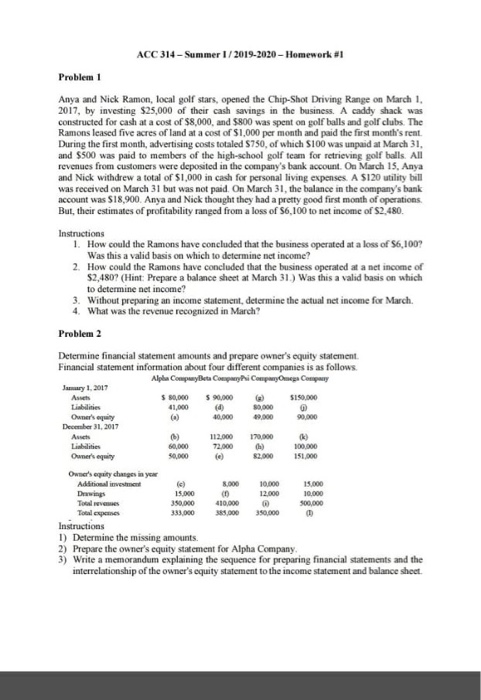  ACC 314 - Summer 1/2019-2020 - Homework #1 Problem 1 Anya