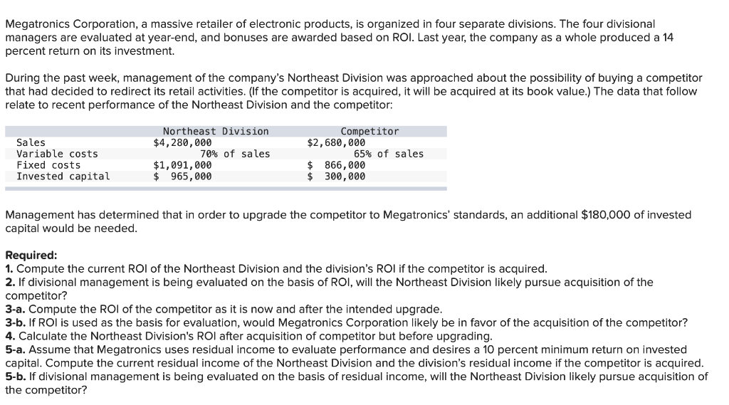  Only Need question 4 solved? Megatronics Corporation, a massive retailer of