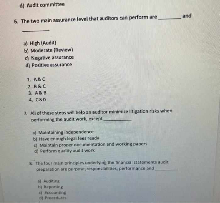 of the indhidual that camy out auditing for a compamy called? a)
