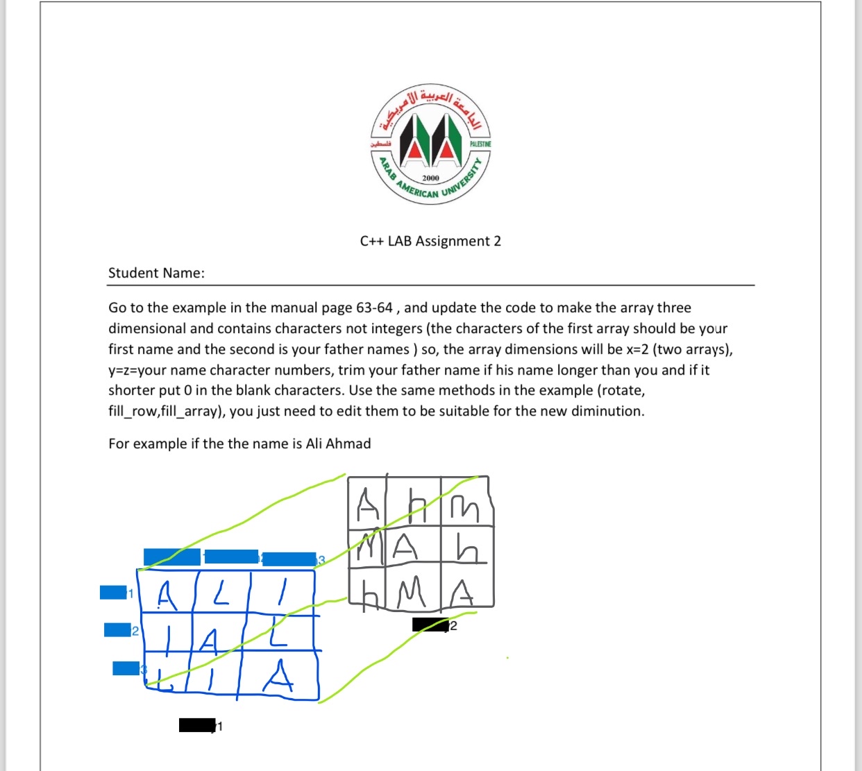  C++ LAB Assignment 2 Student Name: Go to the example in