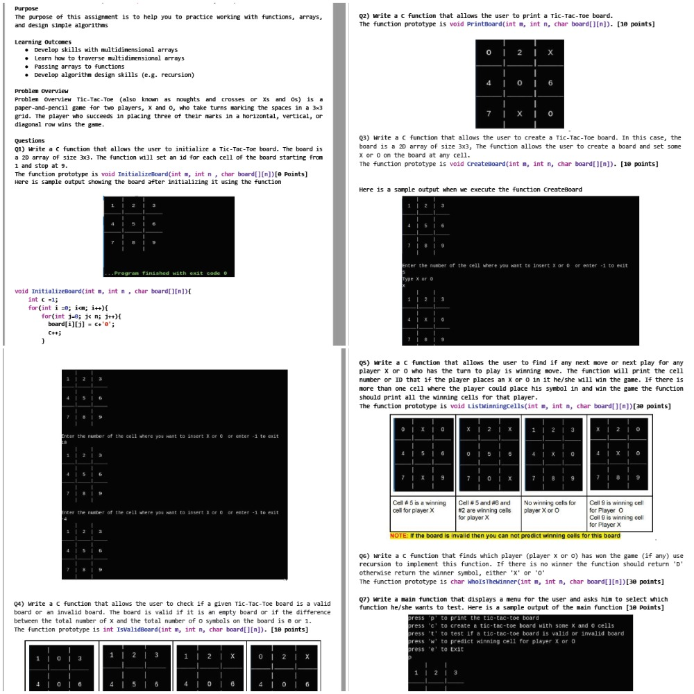 This is one whole C program for a tic tac toe game.