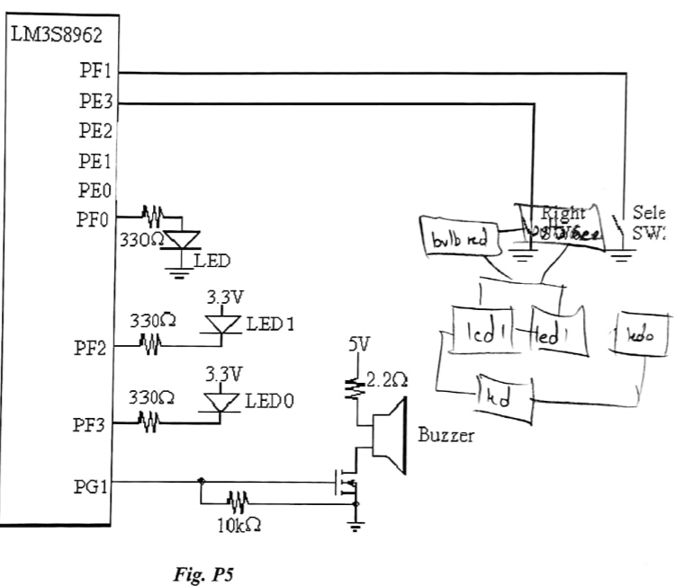 P5: a. Write the port initialization instructions (4 pts.) b. c. Sketch