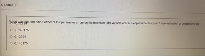  what was fhe combined effect of the parameter errors on tje