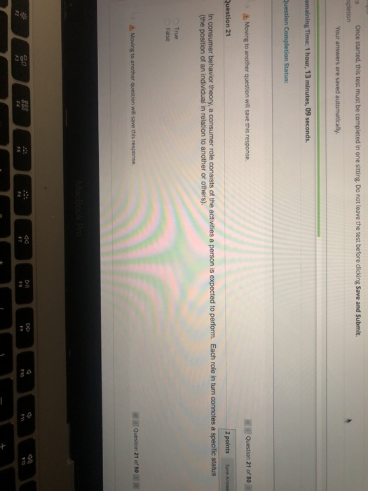  ce Once started, this test must be completed in one sitting.