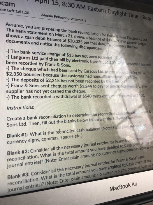  April 15, 8:30 AM Eastern Daylight Time - Requ cam me