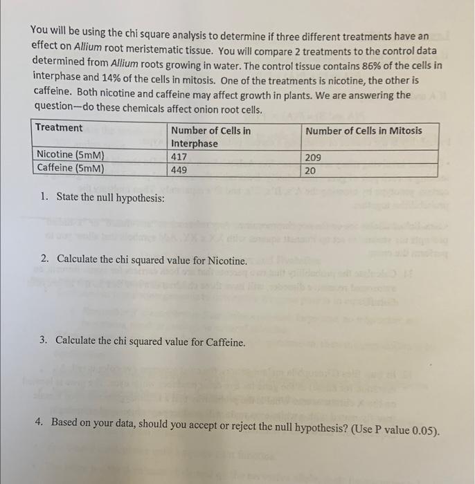  You will be using the chi square analysis to determine if