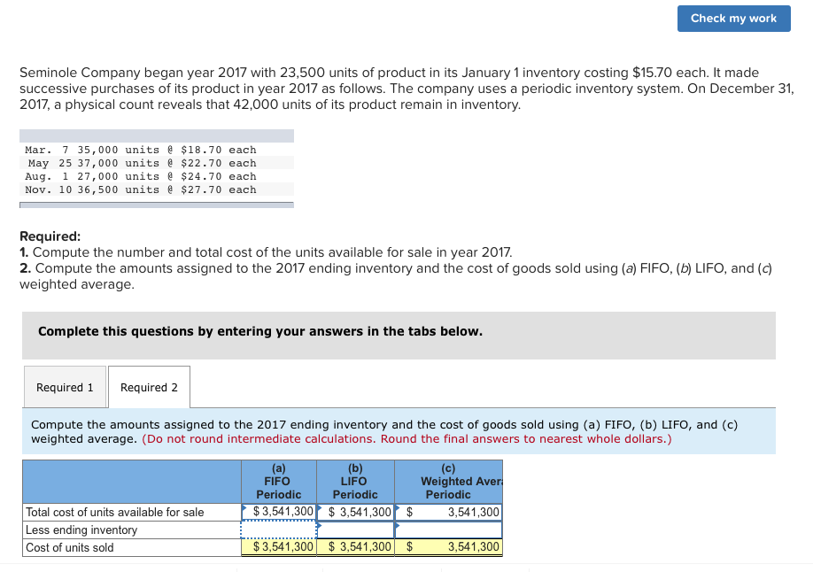  How do I get the "Less ending inventory" for each FIFO,