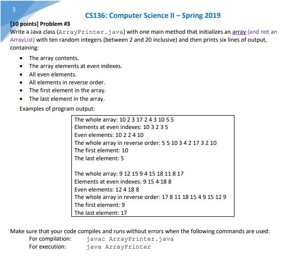  CS136: Computer Science II-Spring 2019 [10 points] Problem #3 Write a