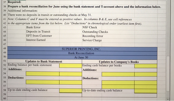 and the cash T-account for Superior Printing, Inc., is 1 The June