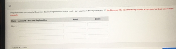 note. The note matures on December 1. Prepare the entry on June