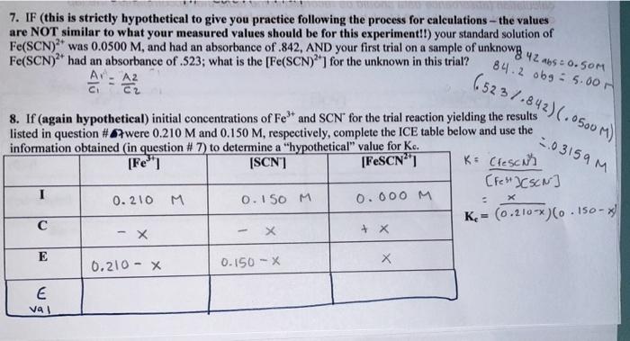  find eVal and Kc please 7. IF (this is strictly hypothetical