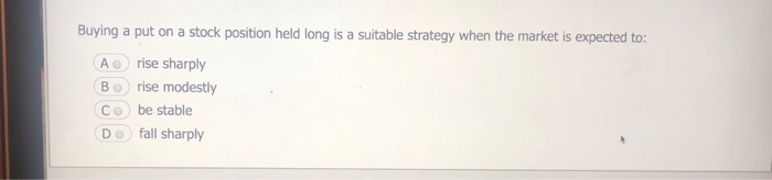  Buying a put on a stock position held long is a