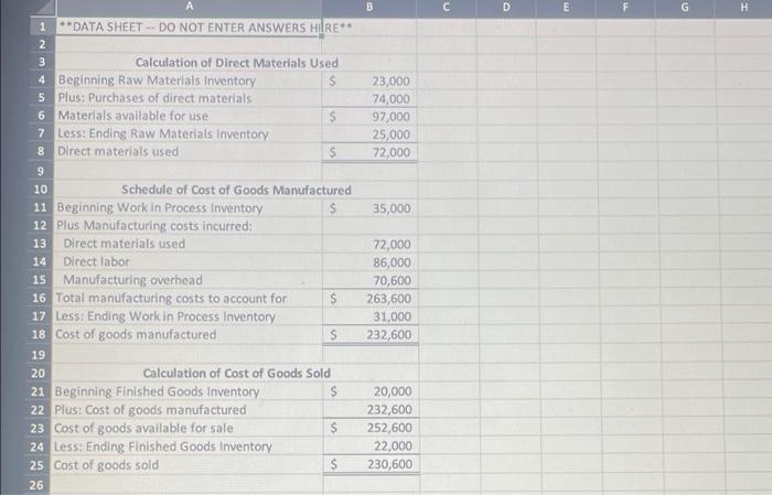 of Managerial Accounting 2 Prepare Income Statement Review the following amounts for