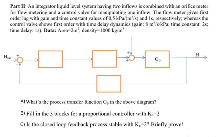  Part II: An integrator liquid level system having two inflows is