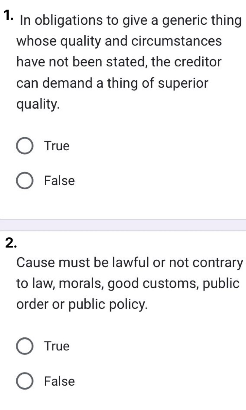  1. In obligations to give a generic thing whose quality and