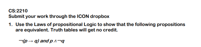  CS:2210 Submit your work through the ICON dropbox 1. Use the
