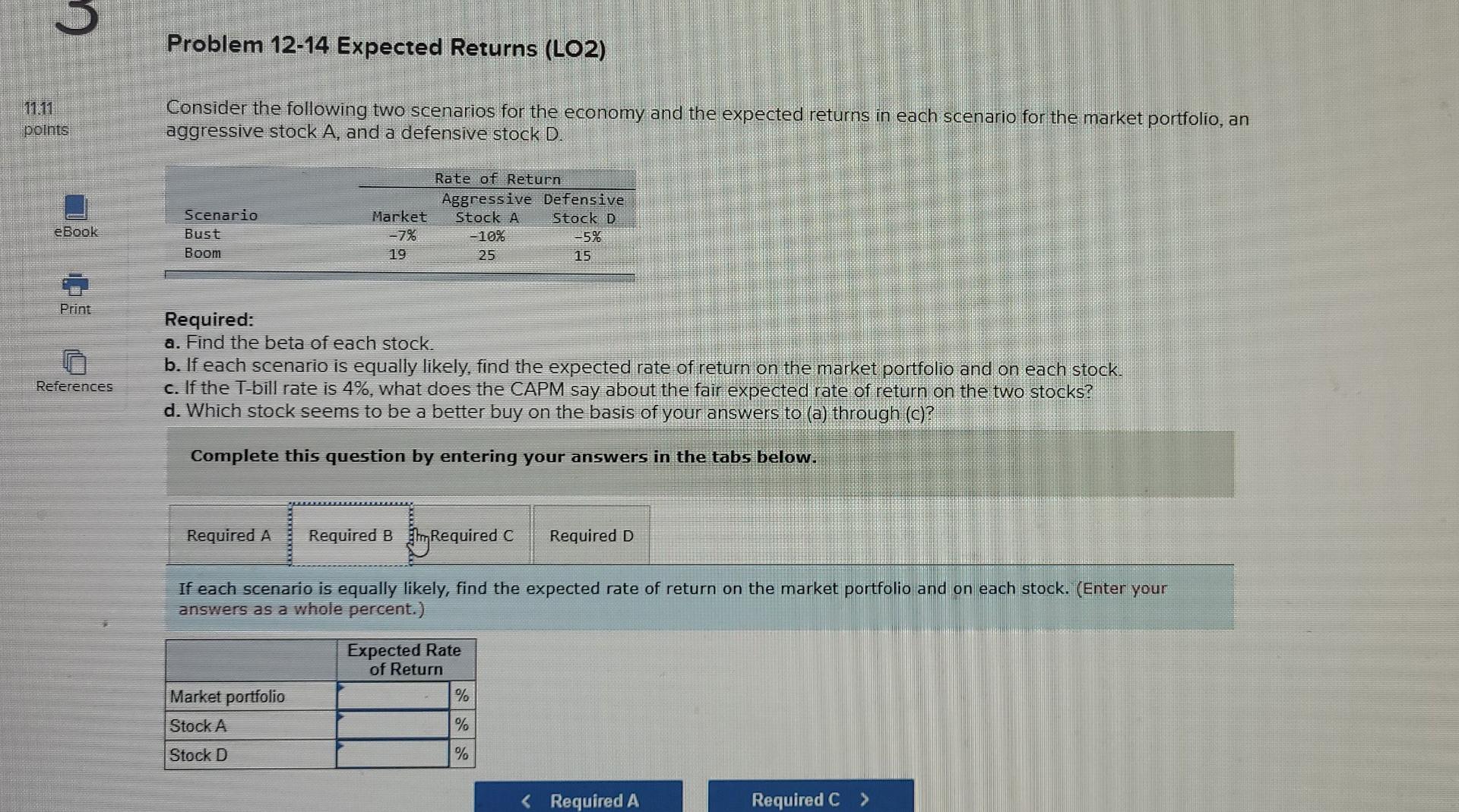 the economy and the expected returns in each scenario for the market