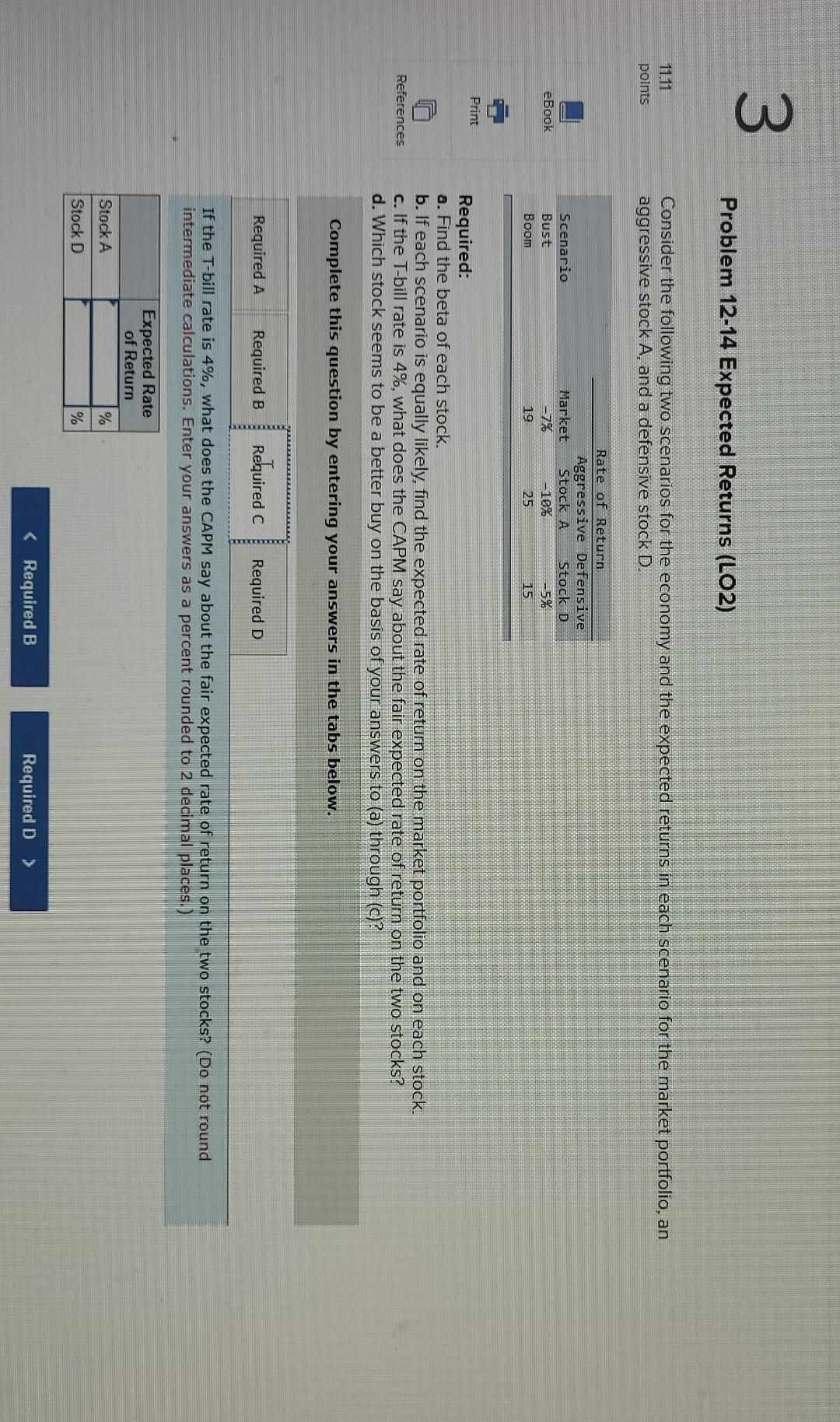 portfolio, an aggressive stock A, and a defensive stock D. Rate of