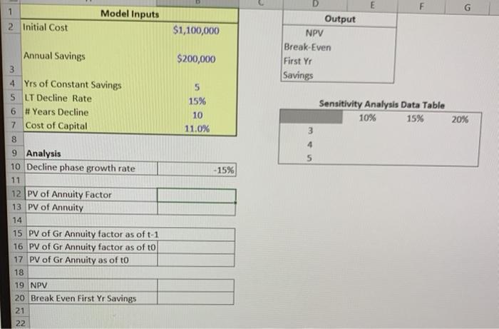 of the previous problem. Solving by building a table of cash flows