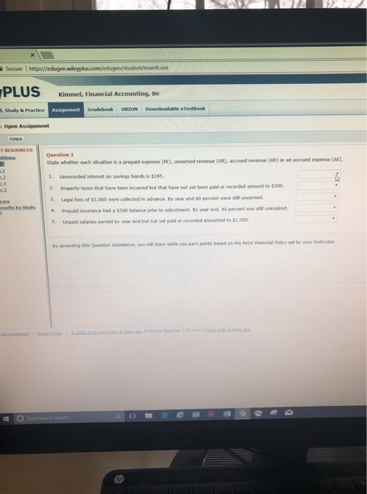  aSecure https//edus PLUS Kimmel, Financdial Accounting, se 1, Study & Practice