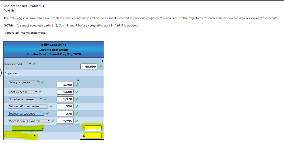 Problem 1 Part 1: The following is a comprehensive problem which encompasses