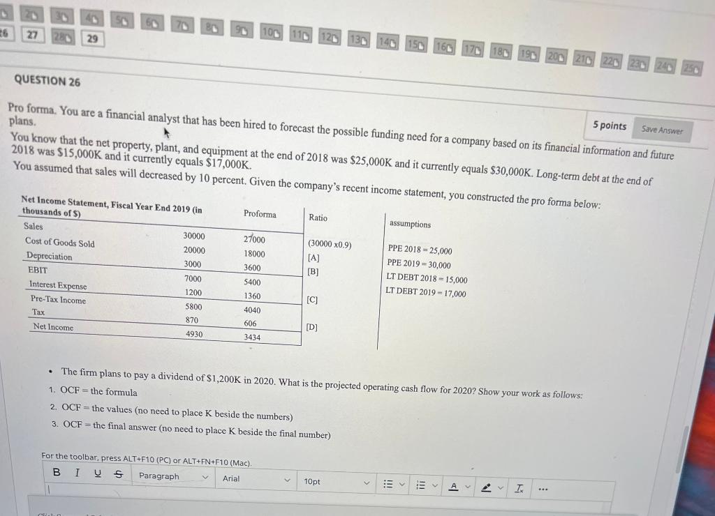 Pro forma. You are a financial analyst that has been hired