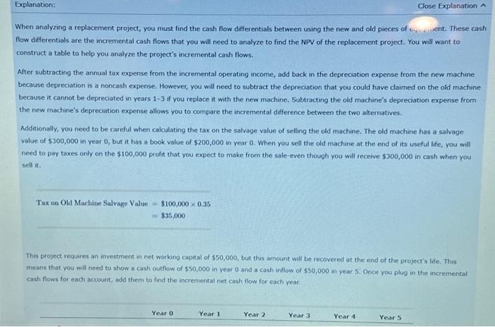 the cash flow differentials between using the new and old pieces of