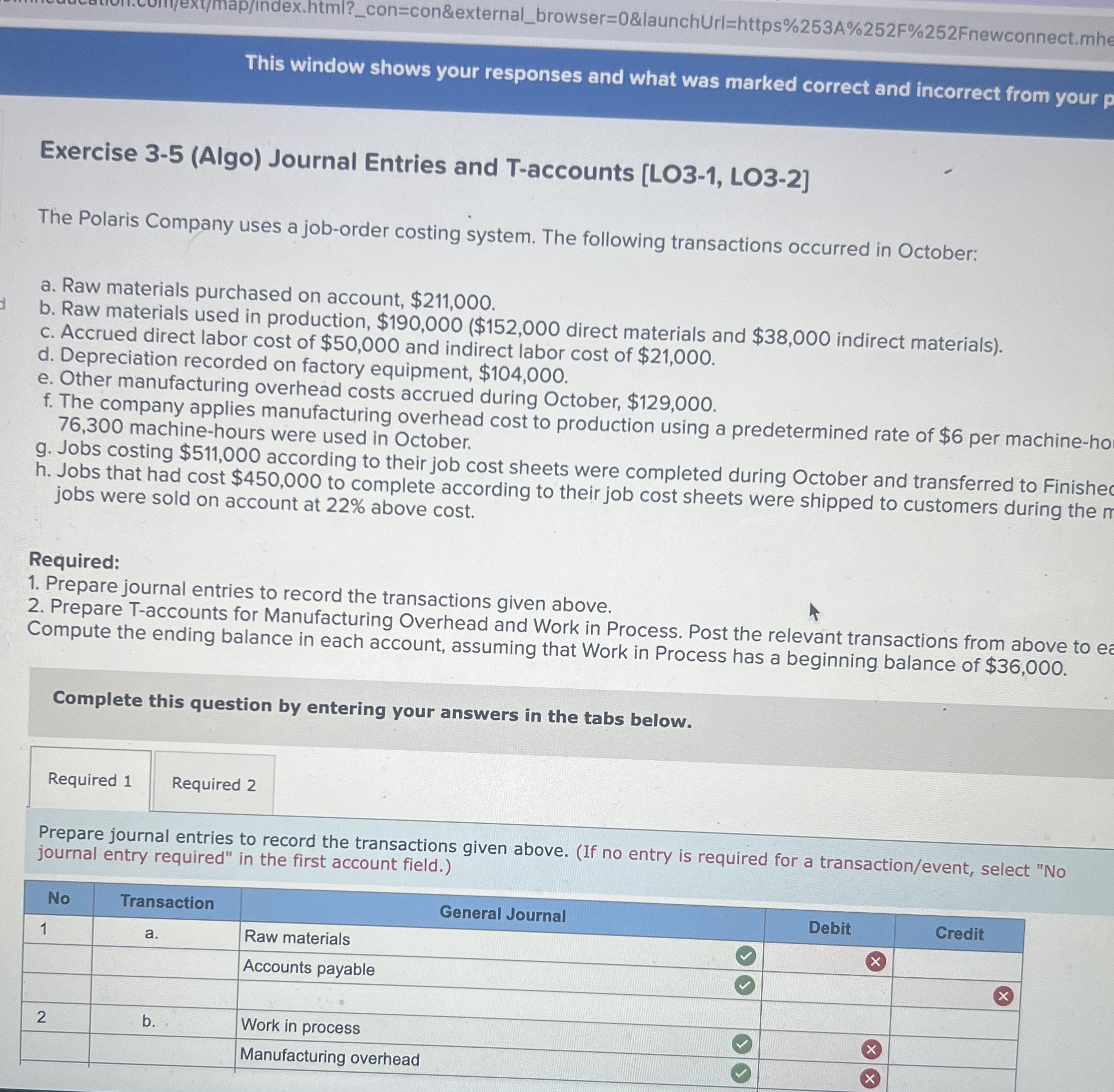  This window shows your responses and what was marked correct and