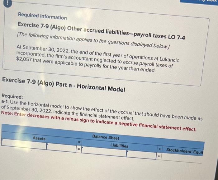 loan on a discount basis. Exercise 7-7 (Algo) Part a Required: a-1.