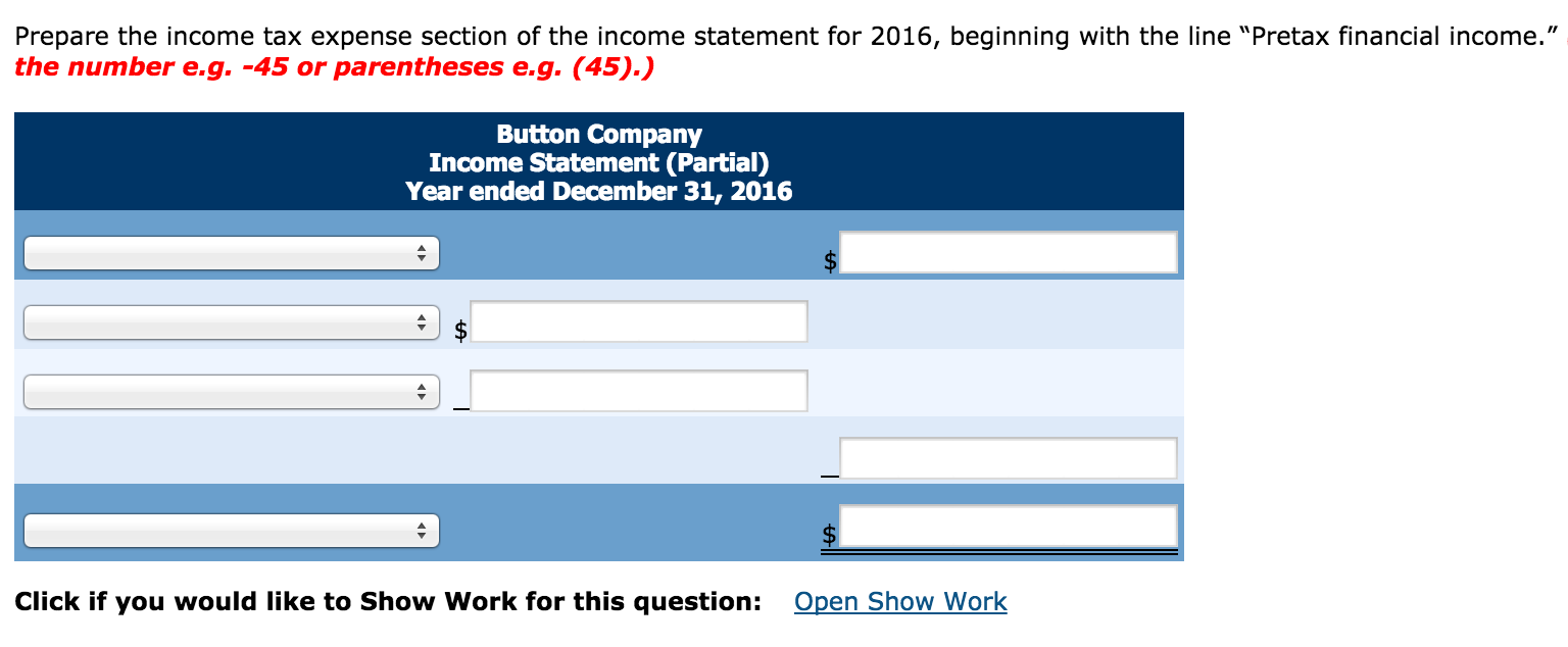 2016 Pretax financial income Excess depreciation expense on tax return Excess warranty