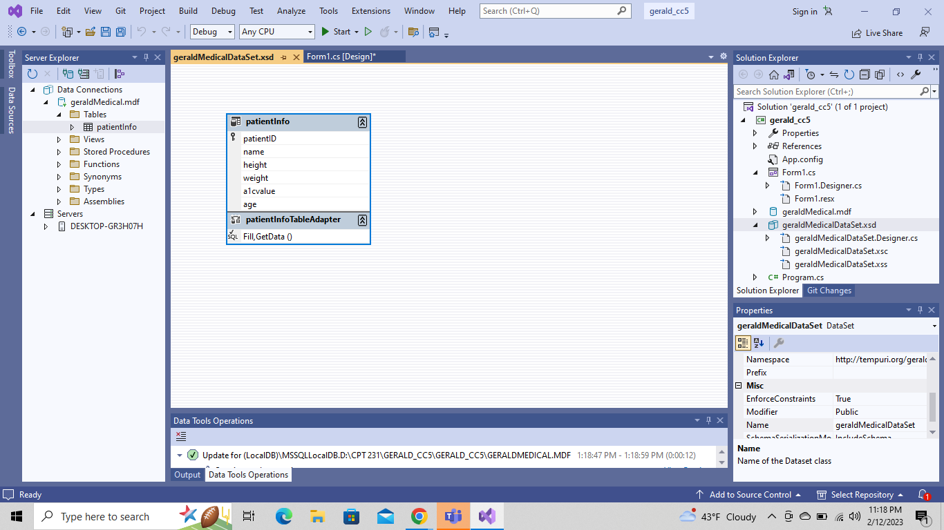 my database in visual C#? MY ASSIGNMENT: Use Visual Studio to create