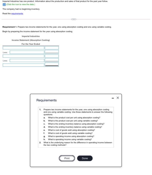 please complete all requierments !! will upgrade Imperial Industries has one product.