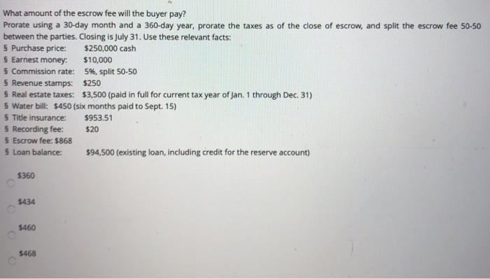 :) What amount is the buyer debited for the water bill? Prorate