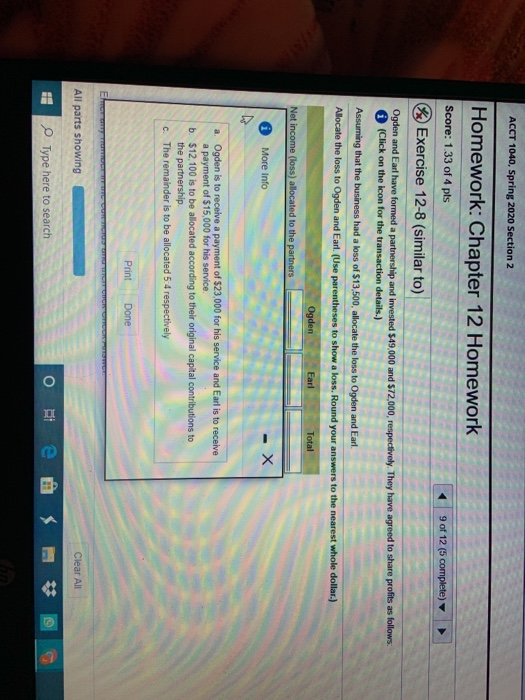  ACCT 1040, Spring 2020 Section 2 Homework: Chapter 12 Homework 9