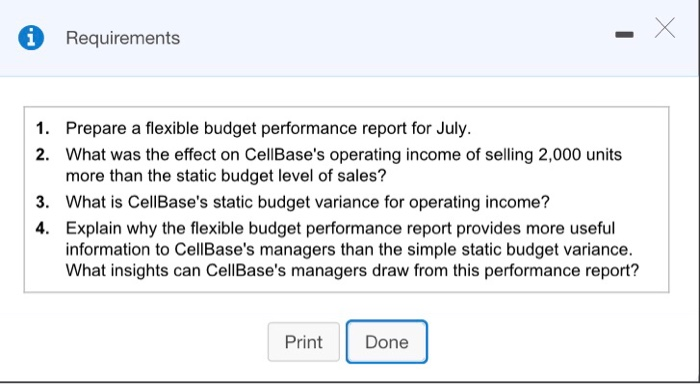 of 8,500 units. The company sold 10,500 units during July. Its flexible