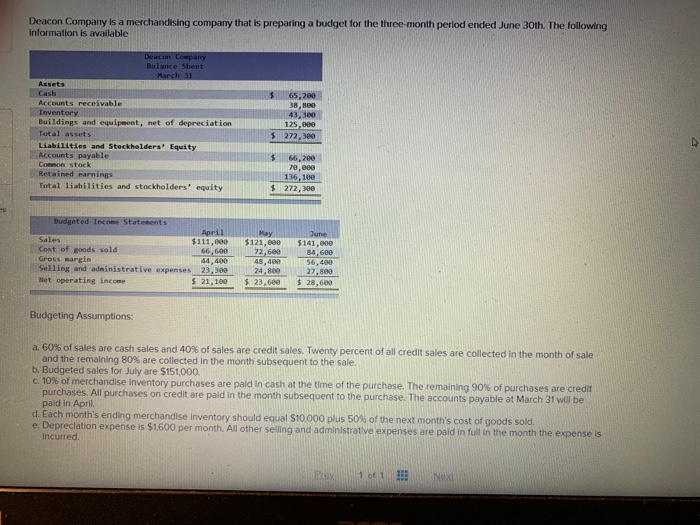  please help me solve Required 1 - 4. Deacon Company is
