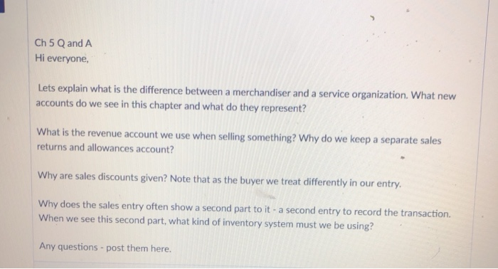  Ch 5 Q and A Hi everyone, Lets explain what is