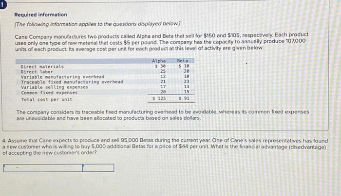 respectively. Each product uses only one type of raw material that costs