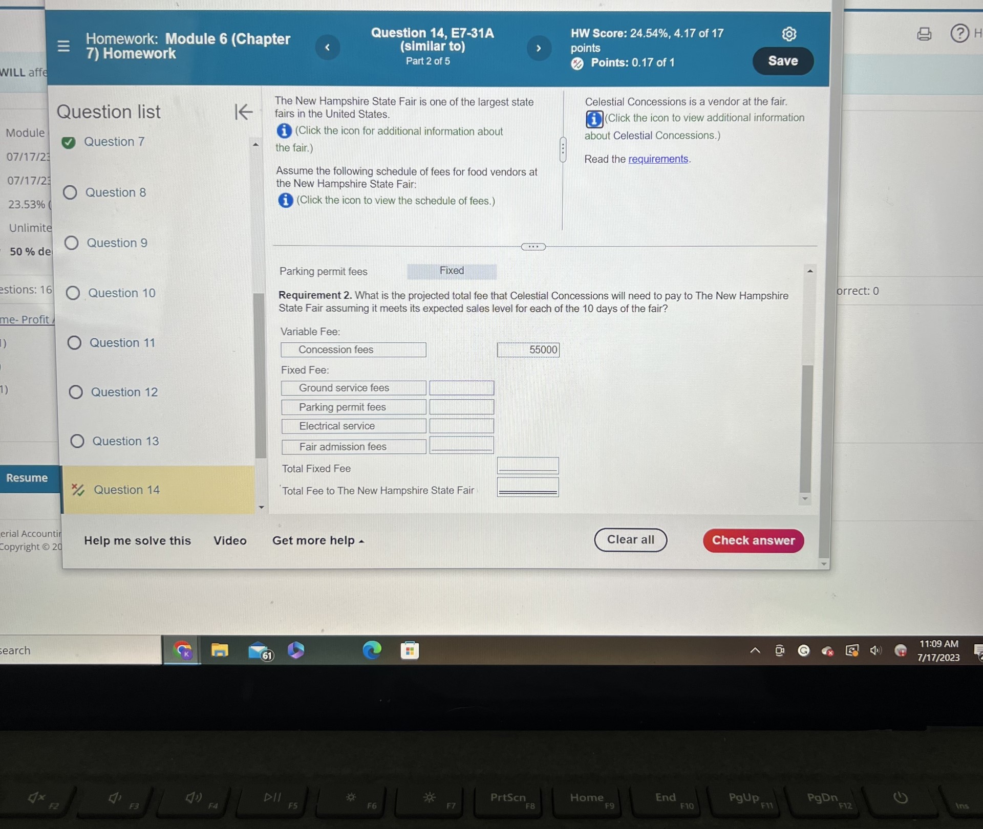  Homework: Module 6 (Chapter 7) Homework Question list Question 7 07/17/2