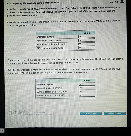 4. Computing the cost of a simple interest loan Capel Inc.